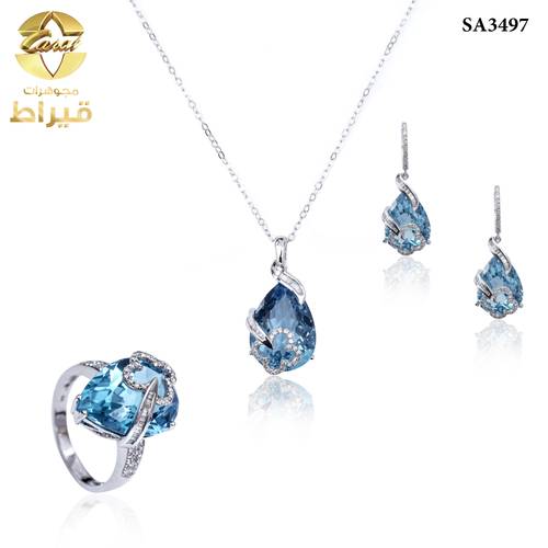 نصف طقم ذهب ابيض مع الماس عيار 18