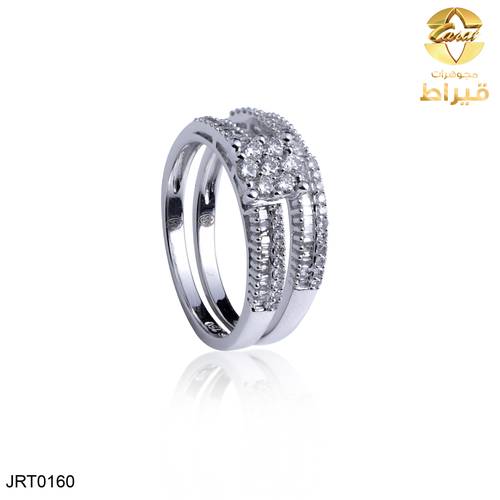 مجوهرات ، خاتم , خاتم ذهب ابيض مع ألماس عيار 18