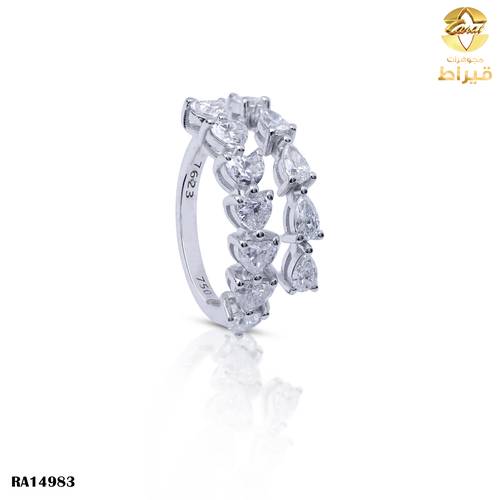  خاتم  ذهب ابيض مع الماس زراعي عيار 18