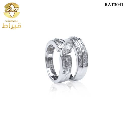 خاتم ذهب ابيض مع الماس عيار 18