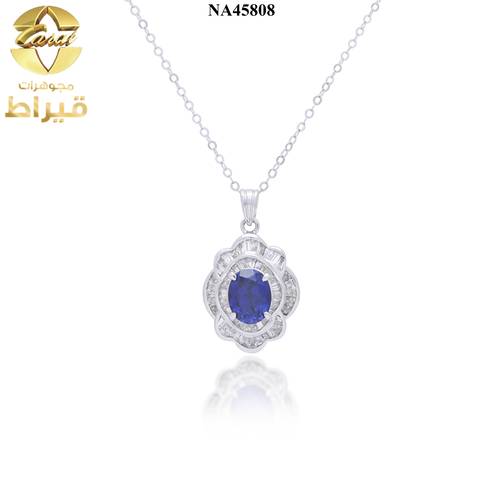 عقد ذهب ابيض مع الماس عيار 18