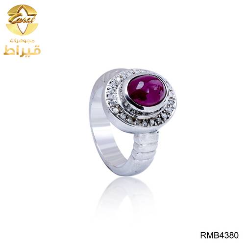  خاتم فضة مع الماس و ياقوت عيار 925