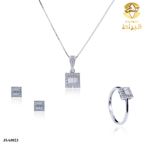  نصف طقم ذهب ابيض مع الماس عيار 18