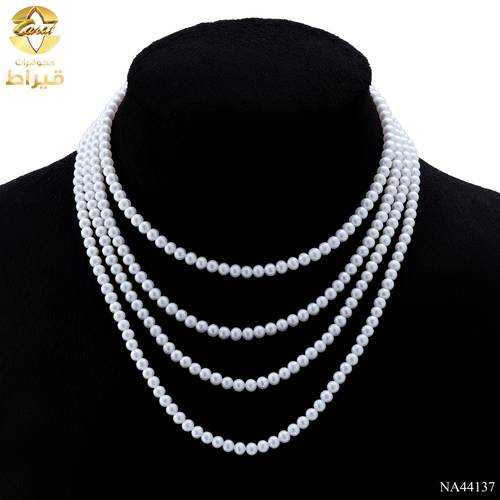 عقد لؤلؤ زراعي مع ذهب ابيض عيار 18