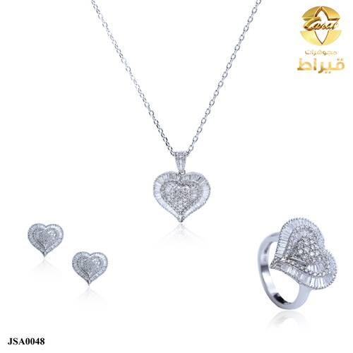 نصف طقم ذهب ابيض مع الماس عيار 18