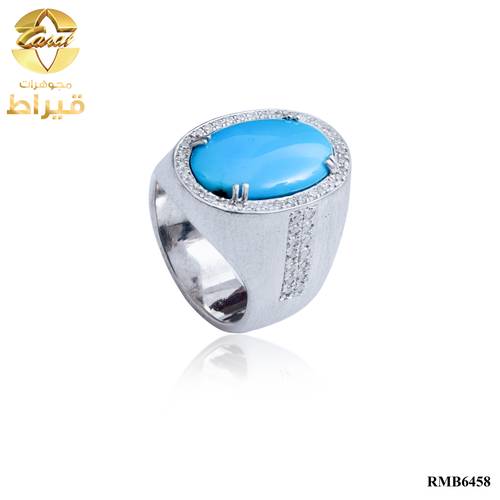 خاتم سيلنووة مع الماس  و فيروز عيار 925