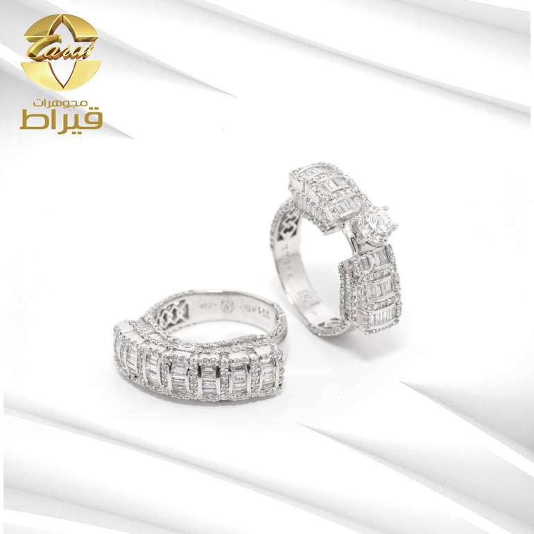خاتم ذهب ابيض مع الماس عيار 18