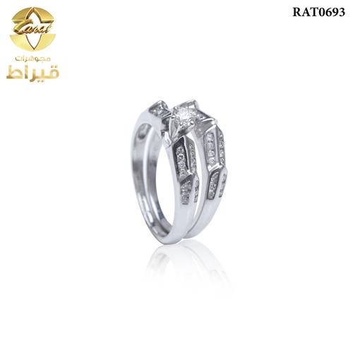   خاتم ذهب ابيض مع الماس عيار 18