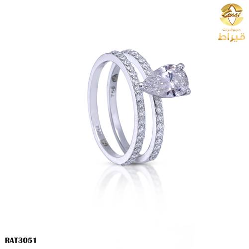  خاتم ذهب ابيض مع الماس زراعي عيار 18