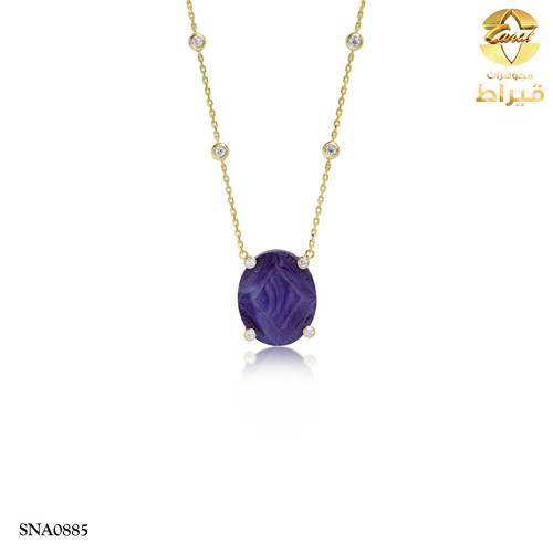  عقد فضة مع عقيق و موسانايت عيار 925
