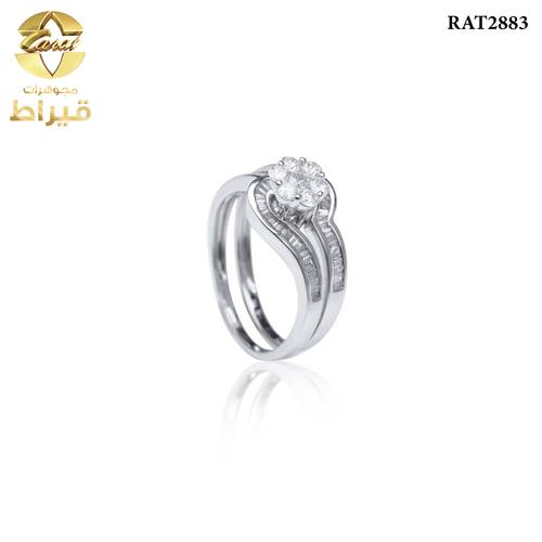 خاتم ذهب ابيض مع الماس عيار 18