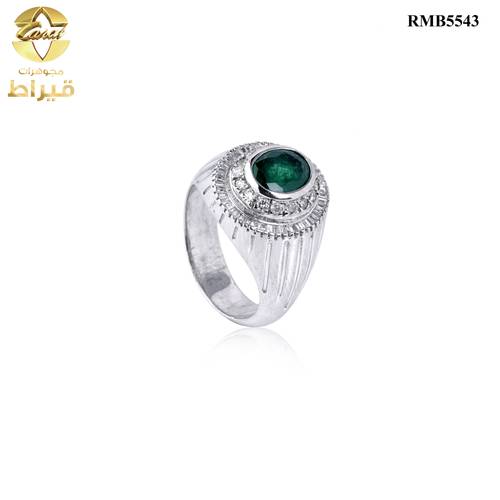 خاتم فضة مع الماس و زمرد عيار 925
