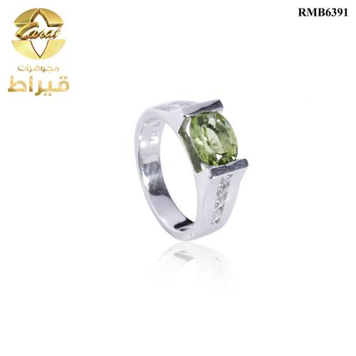  خاتم فضة مع موسانايت و زبرجد عيار 925