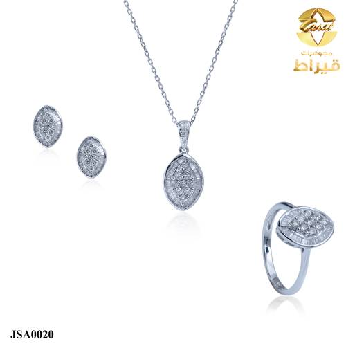 نصف طقم ذهب ابيض مع الماس عيار 18
