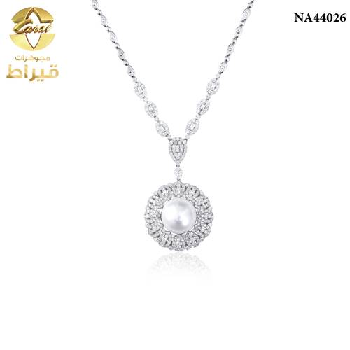 عقد ذهب مع الماس و لولو عيار 18