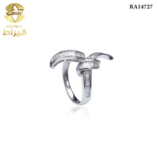 خاتم  ذهب ابيض مع الماس عيار 18