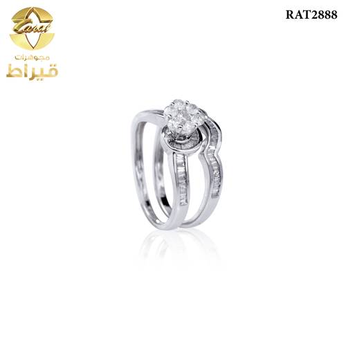 خاتم ذهب ابيض مع الماس عيار 18