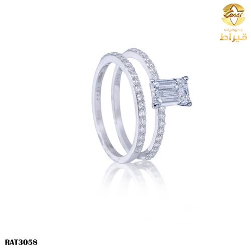 خاتم ذهب ابيض مع الماس زراعي عيار 18