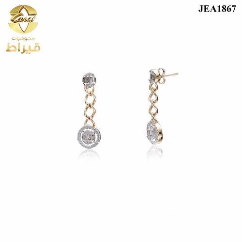 حلق ذهب مع الماس عيار 18