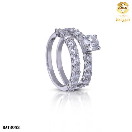  خاتم ذهب ابيض مع الماس زراعي عيار 18