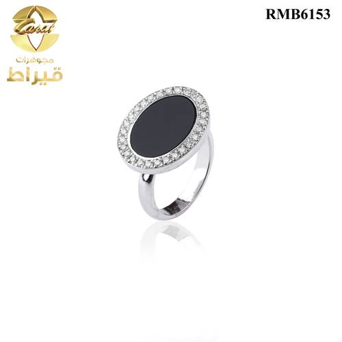   خاتم رجالي من فضة 925 مع اونيكس و موسانايت