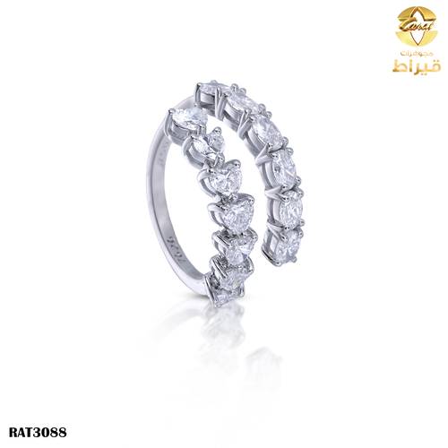  خاتم  ذهب ابيض مع الماس زراعي عيار18