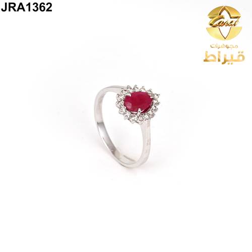 WOMEN'S 18K WHITE GOLD DIAMOND RING WITH RUBY