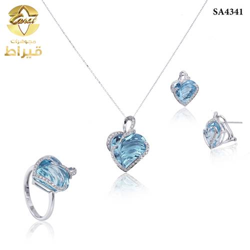 نصف طقم ذهب ابيض مع الماس عيار 18