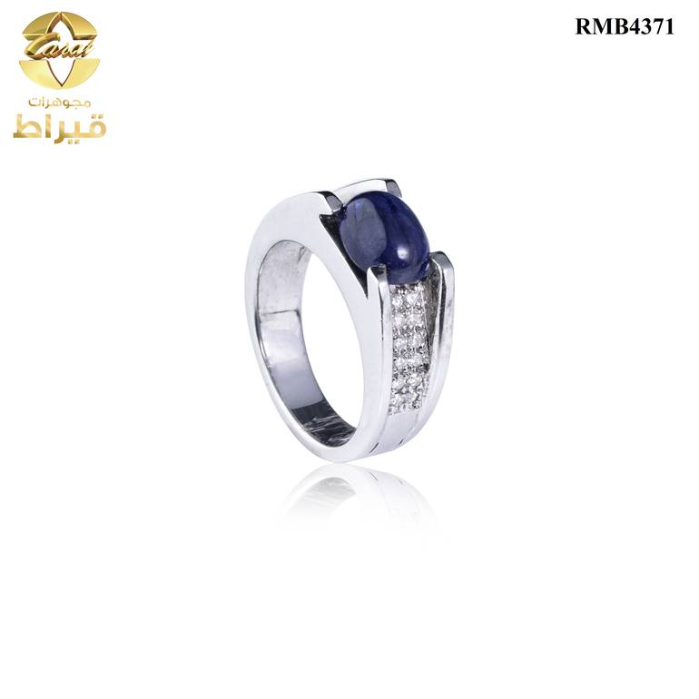 خاتم فضة مع الماس و زفير عيار 925