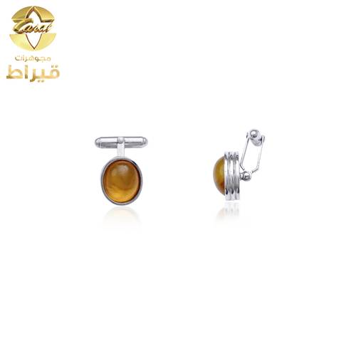 كبك فضة مع كهرمان عيار 925 