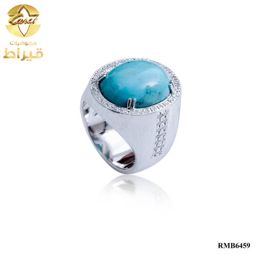خاتم سيلنووة مع الماس  و فيروز عيار 925