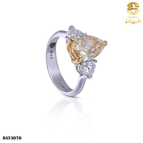  خاتم  ذهب ابيض مع الماس زراعي عيار 18