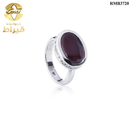 خاتم فضة مع الماس و عقيق عيار 925