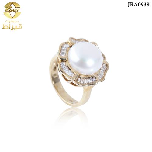 خاتم ذهب مع الماس و لولو عيار 18