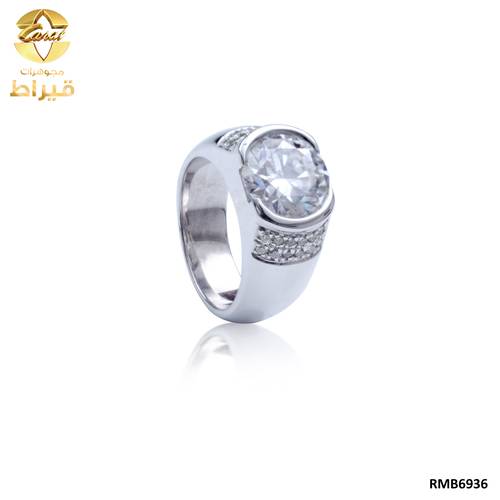  خاتم رجالي , فضة ,خاتم سيلنوفا مع الماس  و موسانايت