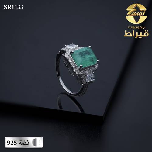WOMEN'S SILVER 925 RING WITH ZERCON AND SYNTHETIC STONE