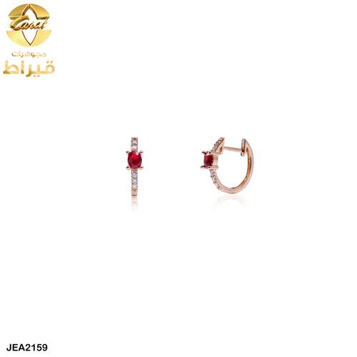 WOMEN'S 18K GOLD EARRING WITH DIAMOND AND RUBY