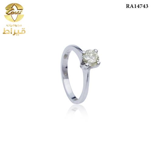 خاتم  ذهب ابيض مع الماس عيار 18