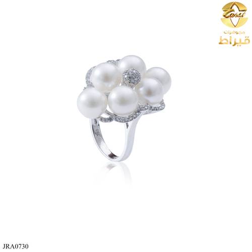  WOMEN'S 18K WHITE GOLD DIAMOND RING WITH PEARL