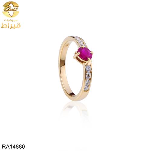 خاتم ذهب مع الماس و ياقوت عيار 18