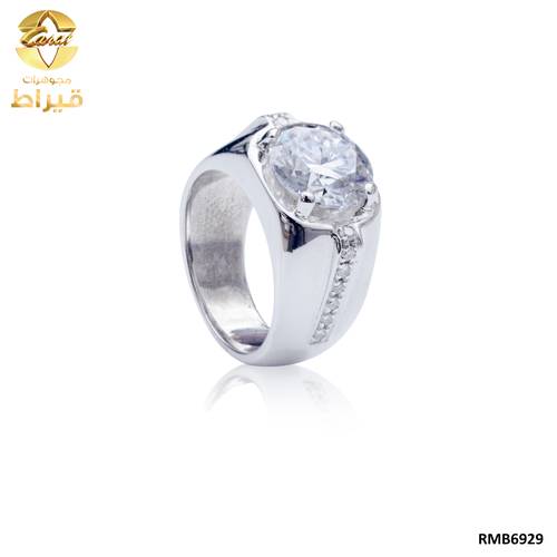 خاتم رجالي , فضة ,خاتم سيلنوفا مع الماس  و موسانايت