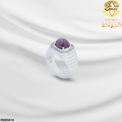 خاتم فضة مع الماس و ياقوت عيار 925