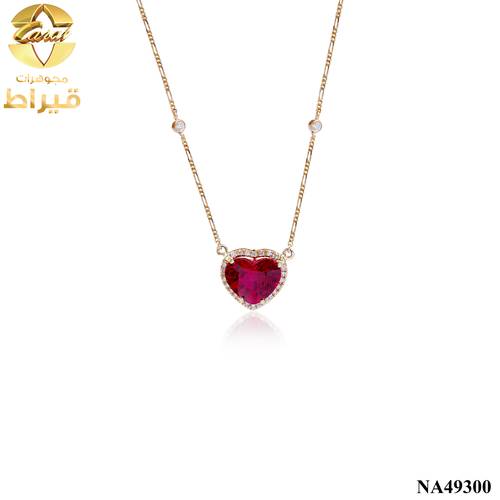 مجوهرات ، ذهب ،  عقد ذهب مع ألماس و ياقوت صناعي  عيار 18
