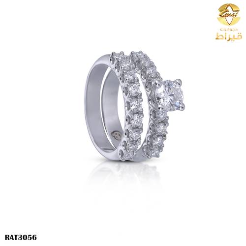 خاتم ذهب ابيض مع الماس زراعي عيار 18
