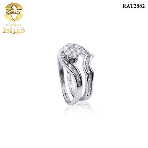 خاتم ذهب ابيض مع الماس عيار 18
