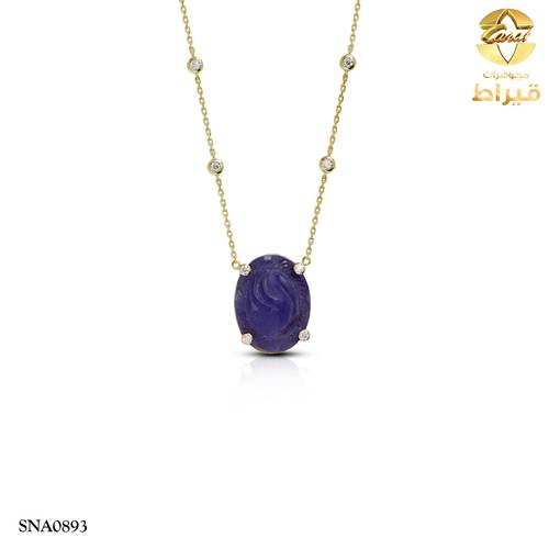  عقد فضة مع عقيق و موسانايت عيار 925