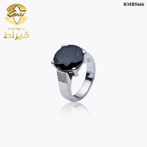 خاتم فضة مع الماس و موسانايت عيار 925