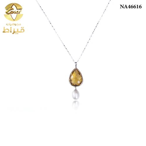 WOMEN'S 18K GOLD PENDANT WITH PEARL & CITRINE