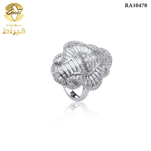 خاتم  ذهب ابيض مع الماس عيار 18