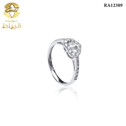 خاتم  ذهب ابيض مع الماس عيار 18